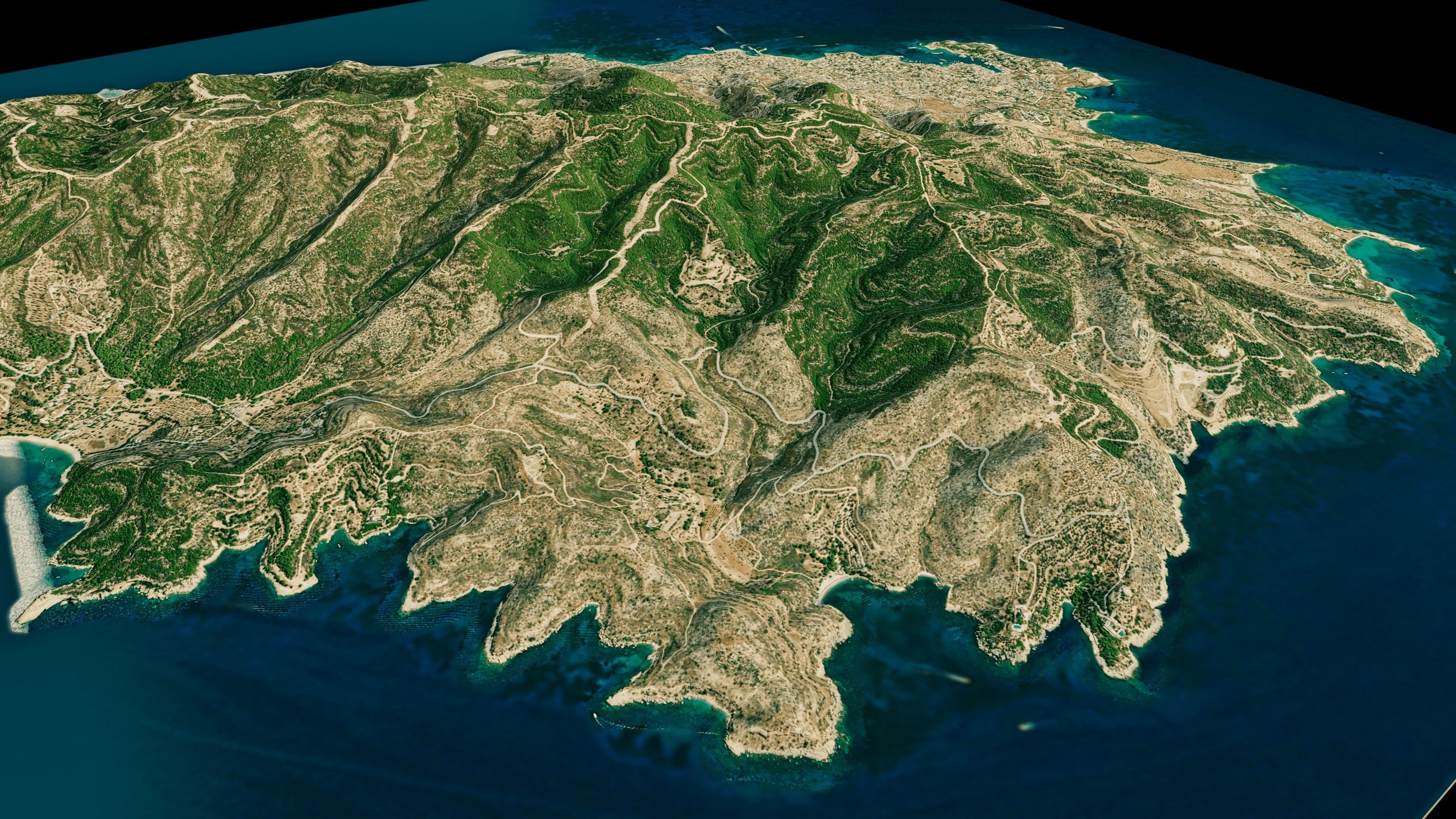 Spetses Island full 3d model terrain Low-poly 3D model_8