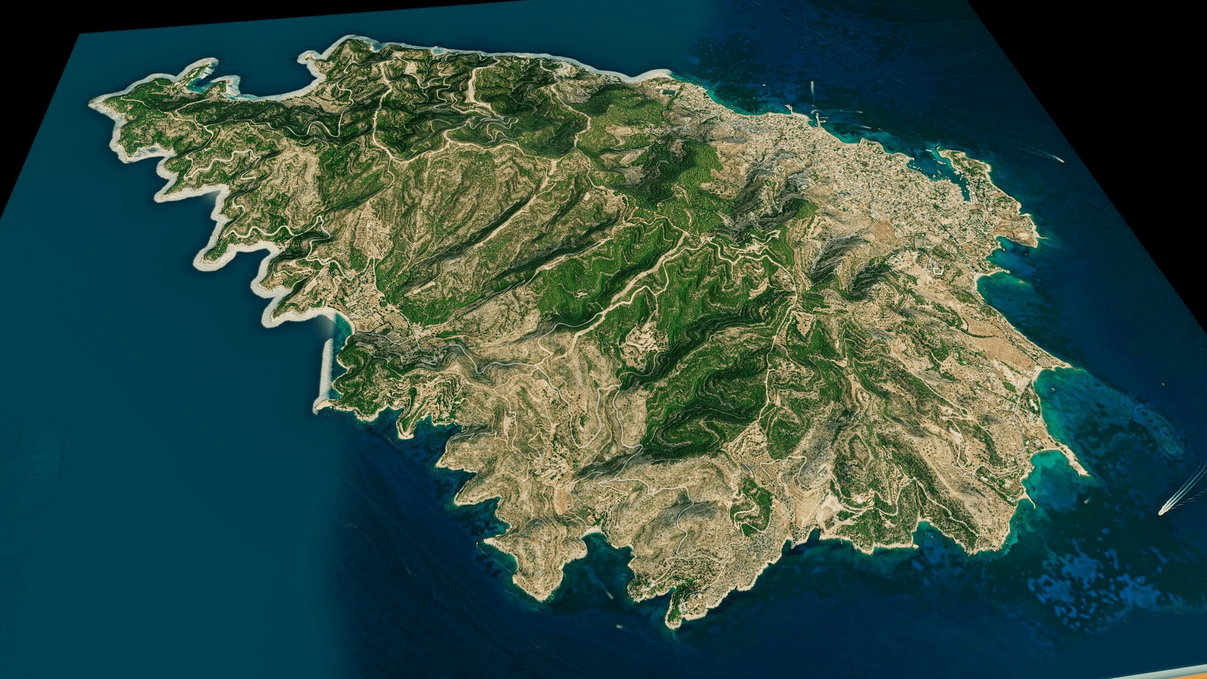 Spetses Island full 3d model terrain Low-poly 3D model_5