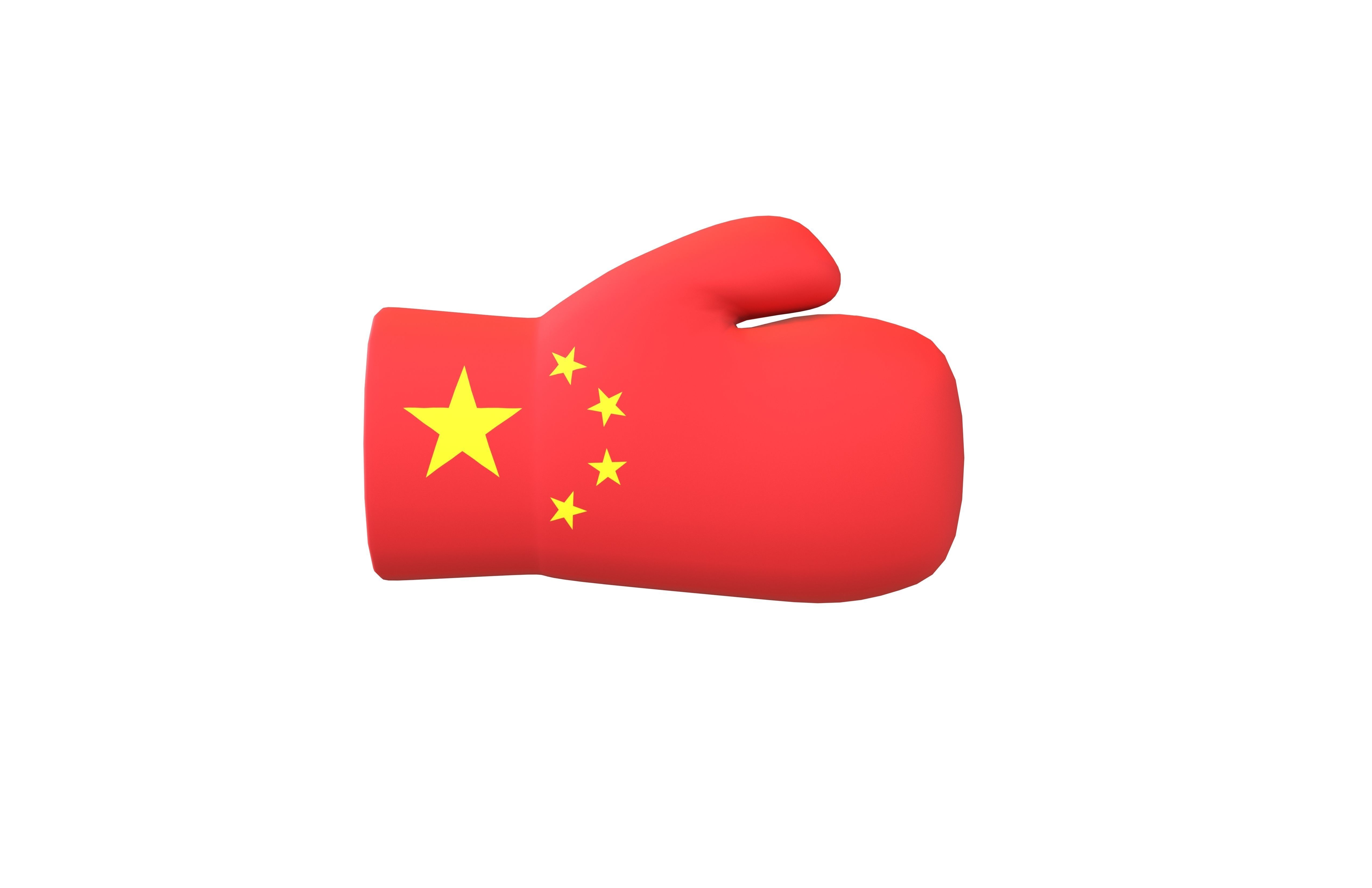 China Country Left Boxing Glove v1 001 Low-poly 3D model_1