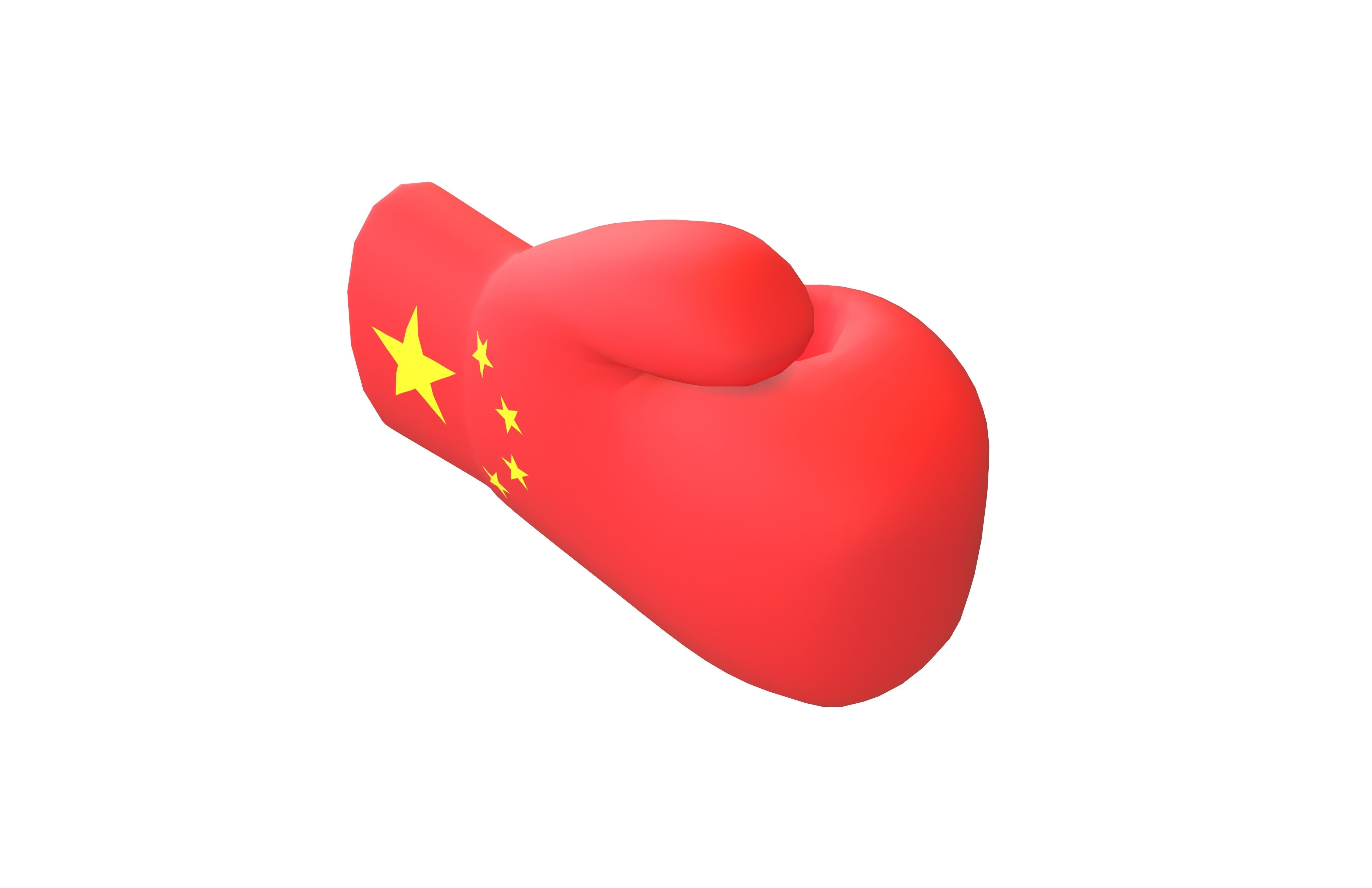China Country Left Boxing Glove v1 001 Low-poly 3D model_3