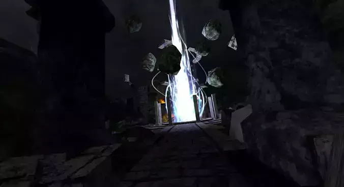 The Ruin entrance to cave with light