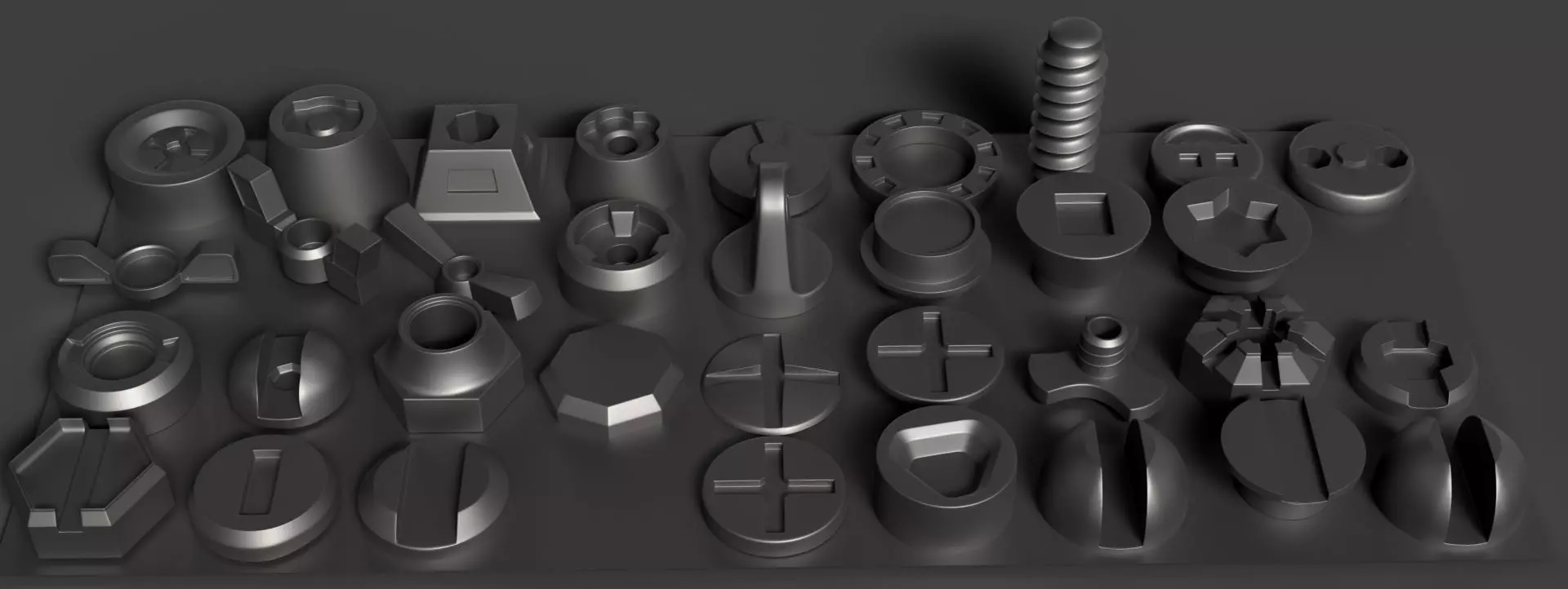 3D Screws Low-poly 3D model_0