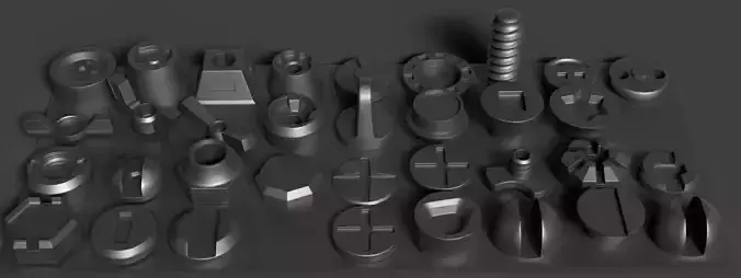 3D Screws Low-poly 3D model
