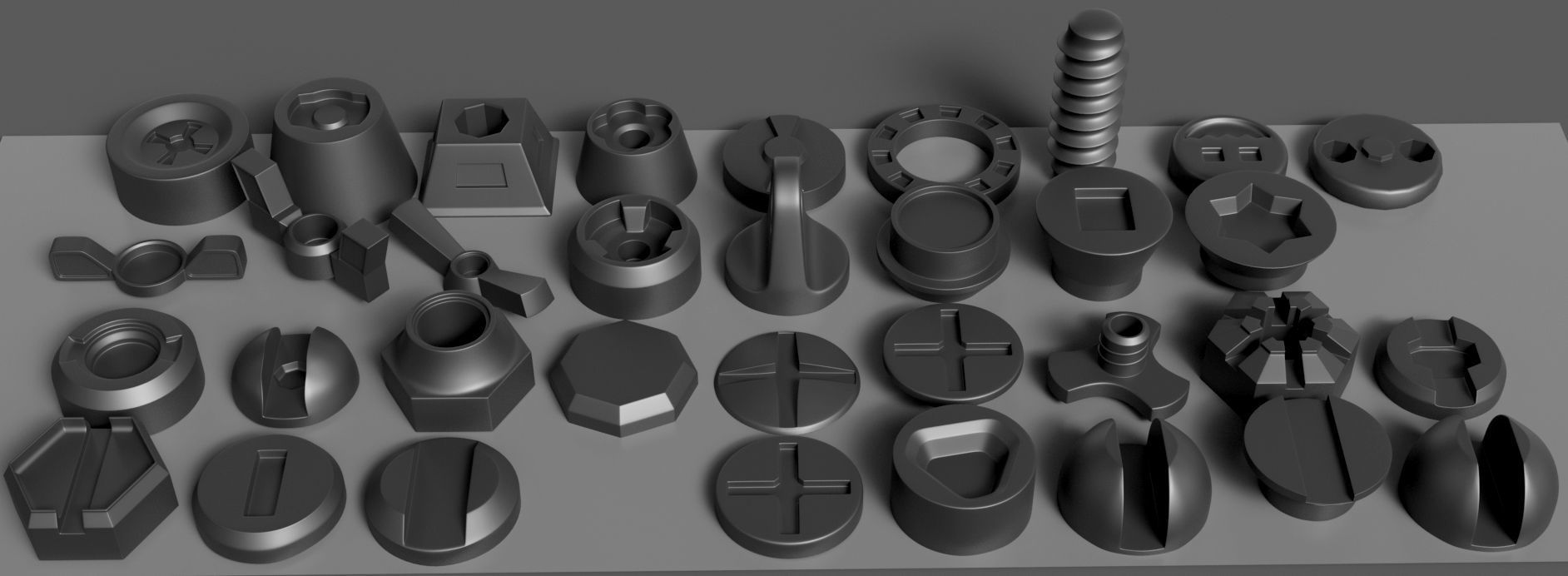 3D Screws Low-poly 3D model_1