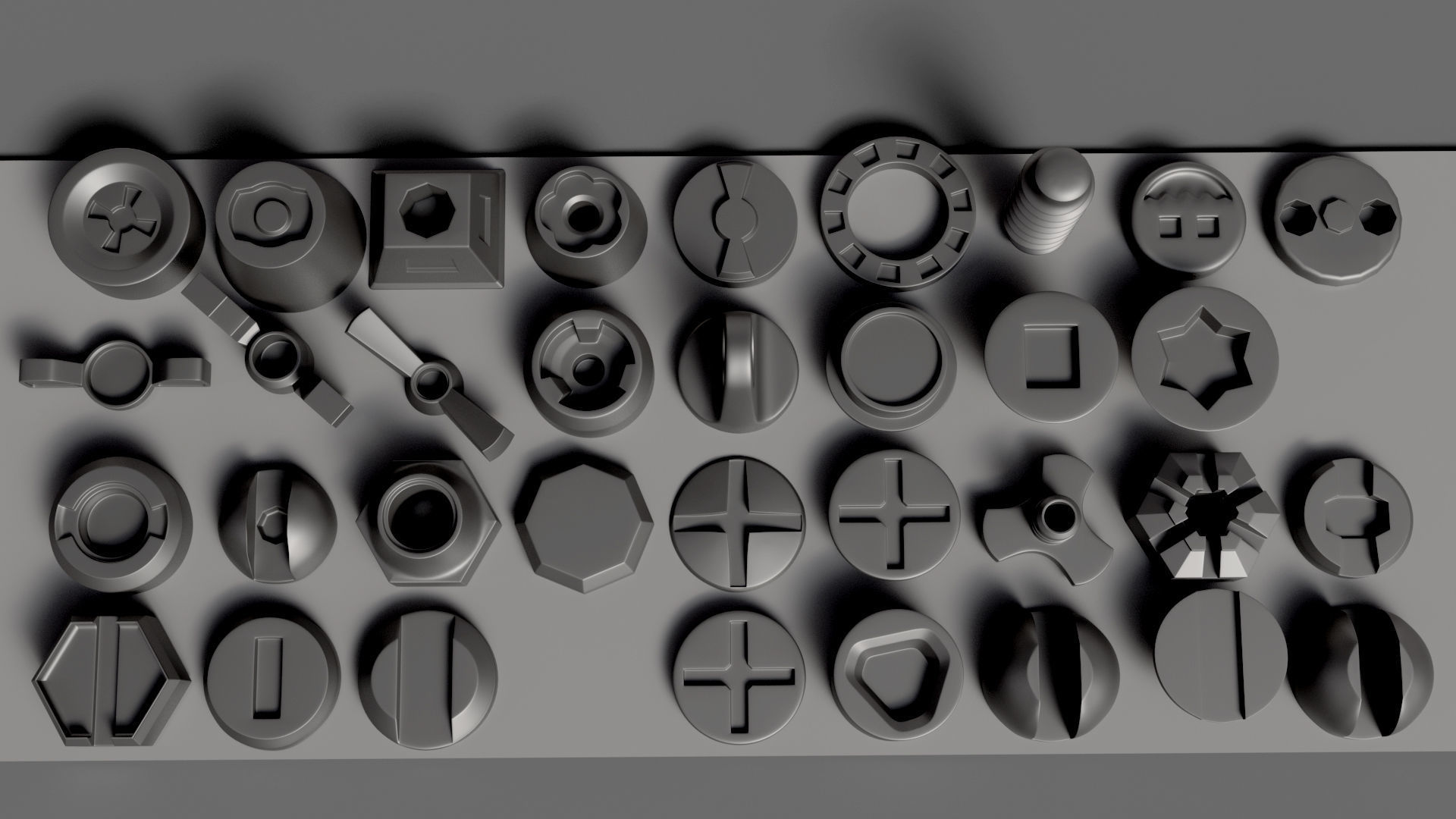 3D Screws Low-poly 3D model_2