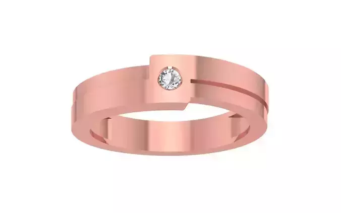 Single Round Stone Wedding Band 3dm STL OBJ FBX Render Details