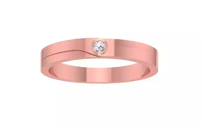 Single Diamond Women Wedding Band 3dm STL OBJ FBX Render Details