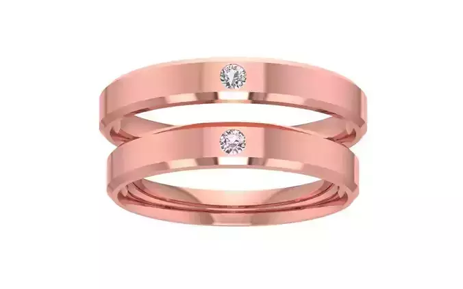 Round Cut Solitaire Couple  Band 3dm STL OBJ FBX Render Details