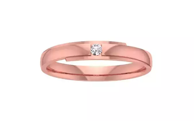 Single Diamond Women Wedding Band 3dm STL OBJ FBX Render Details