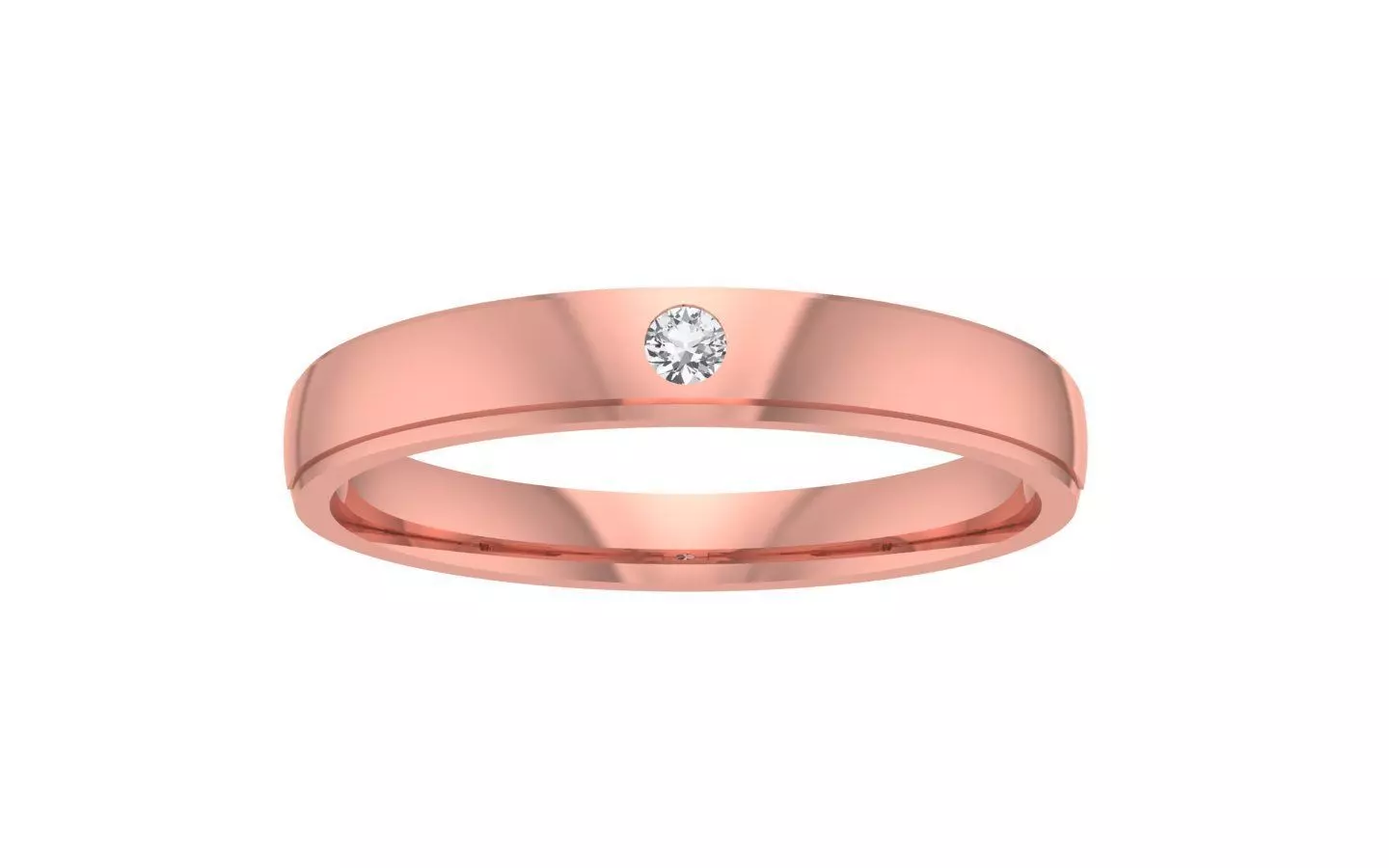 Round Cut Diamond Women Wedding Band 3dm STL OBJ FBX Render 3D print model_0