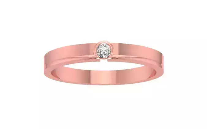 Single Round Diamond Bezel Set Wedding Band 3dm STL OBJ FBX 