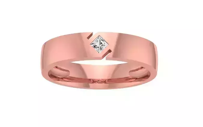 Solitaire Princess Cut Diamond Wedding Band 3dm STL OBJ FBX 