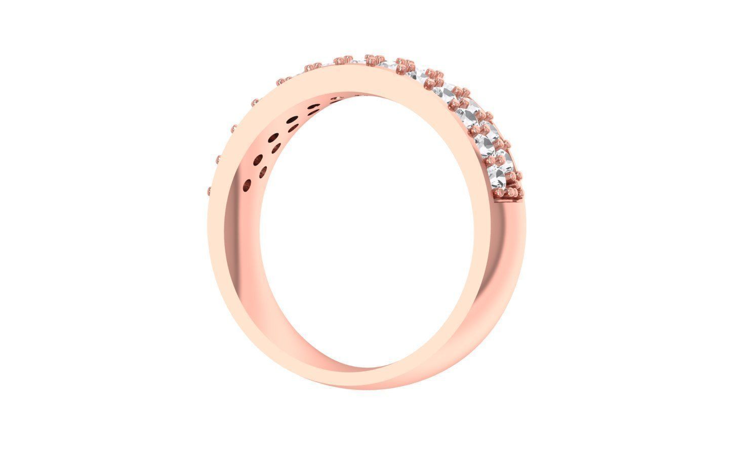 Round Diamond Women Wedding Band 3dm STL OBJ FBX Render Details 3D print model_2