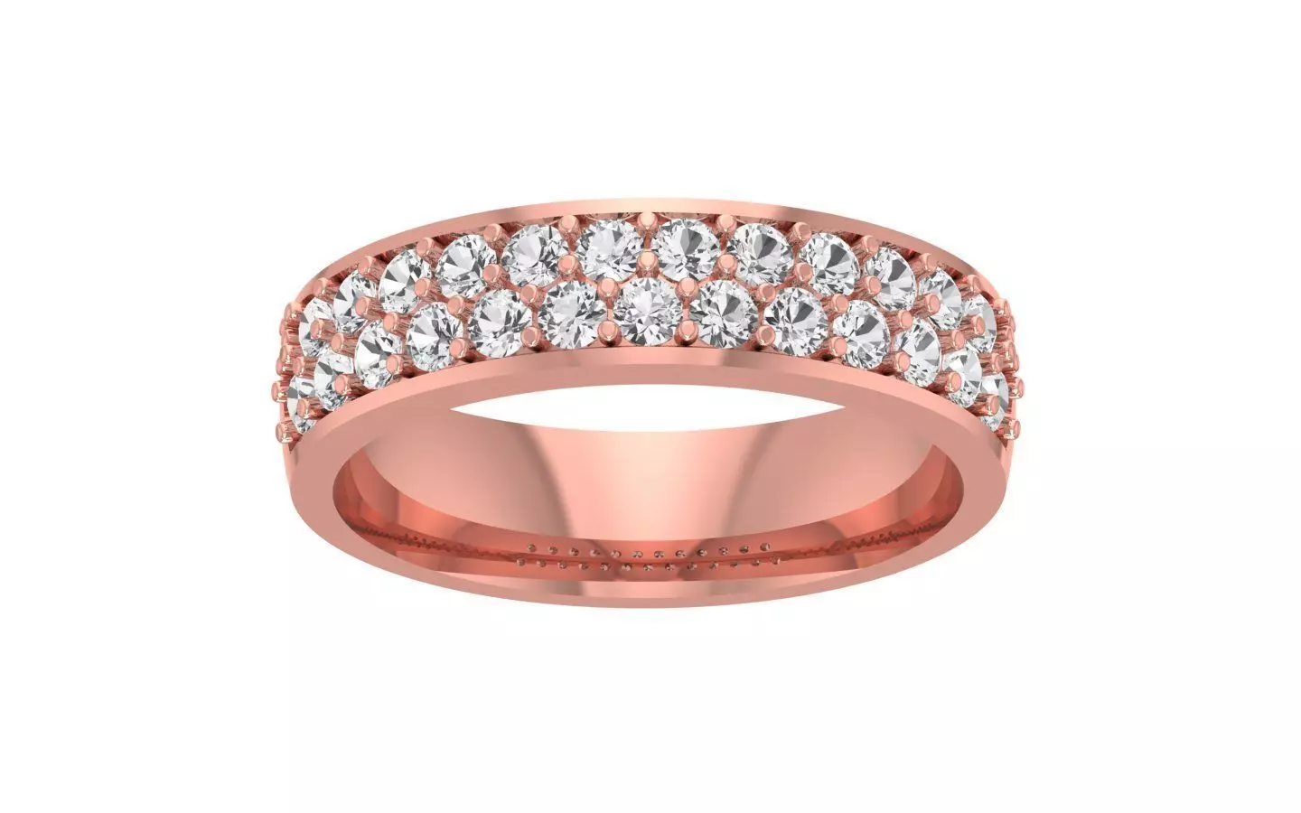 Round Diamond Women Wedding Band 3dm STL OBJ FBX Render Details 3D print model_0