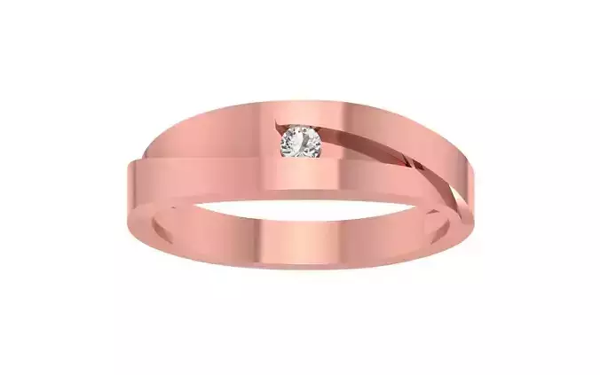 Solitaire Round Diamond Wedding Band 3dm STL OBJ FBX Render