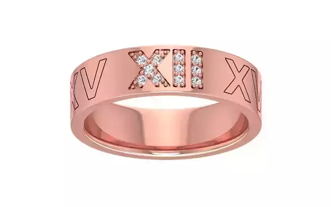 Roman Number Diamond Wedding Band 3dm STL OBJ FBX Render Details 3D print model