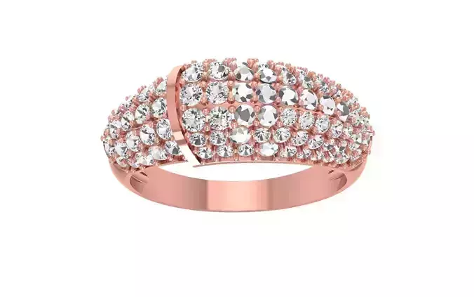 Full Round Diamond Women Wedding Band 3dm STL OBJ FBX Render 