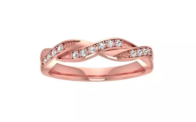 Twisted Round Cut Women Wedding Band 3dm STL OBJ FBX Render 