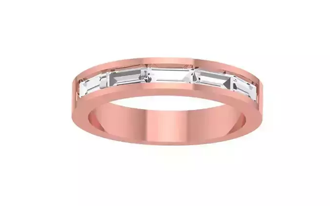 Channel Set Baguette Cut Five Stone Wedding Band 3dm STL OBJ FBX