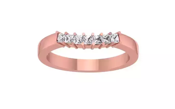 Dainty Curve Princess Diamond Wedding Band 3dm STL OBJ FBX 