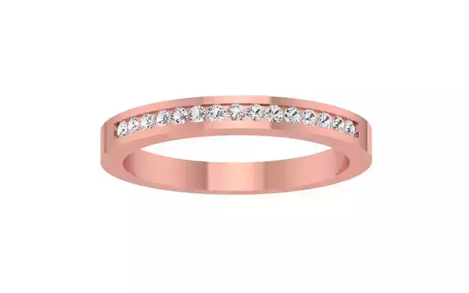 Channel Set Round Diamond Wedding Band 3dm STL OBJ FBX Render 