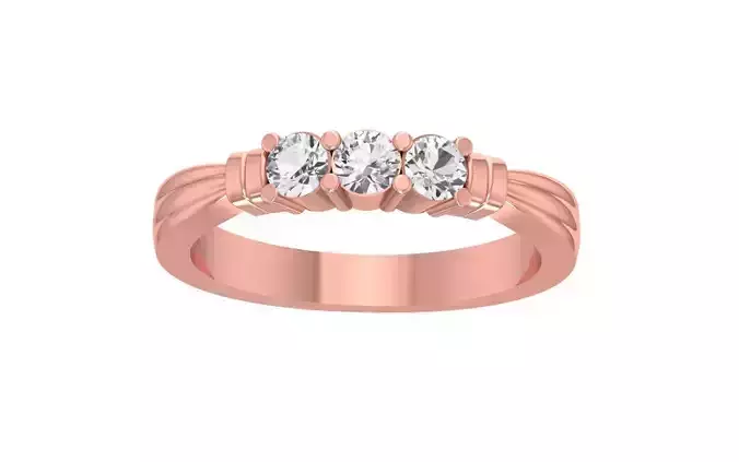 Round Diamond Three Stone Women Wedding Band 3dm STL OBJ FBX 