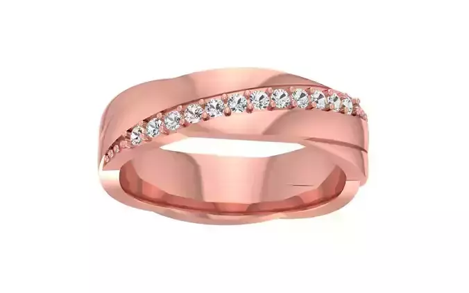 Round Diamond Women Wedding Band 3dm STL OBJ FBX Render Details