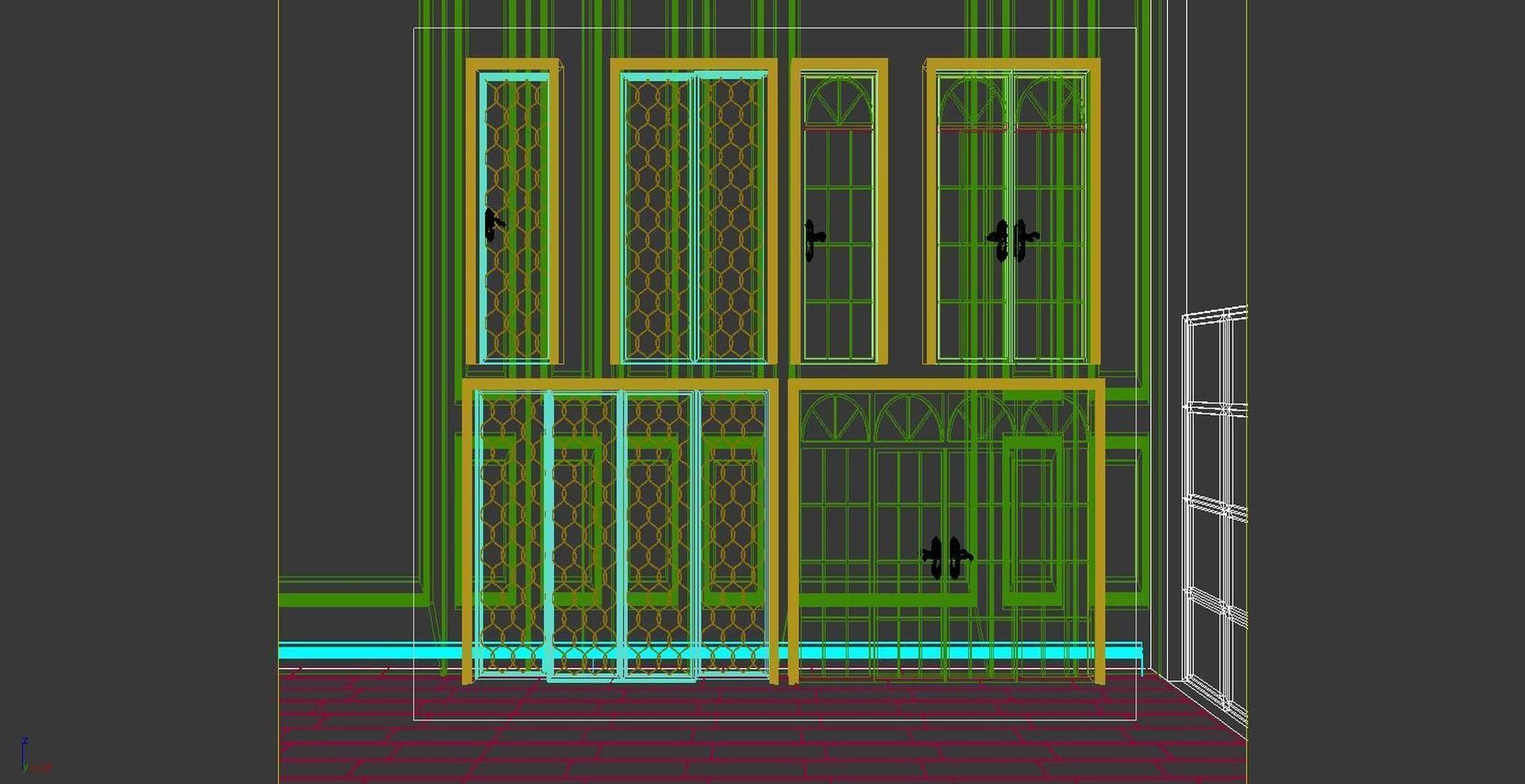 style Sliding door glass combination 3D model_6
