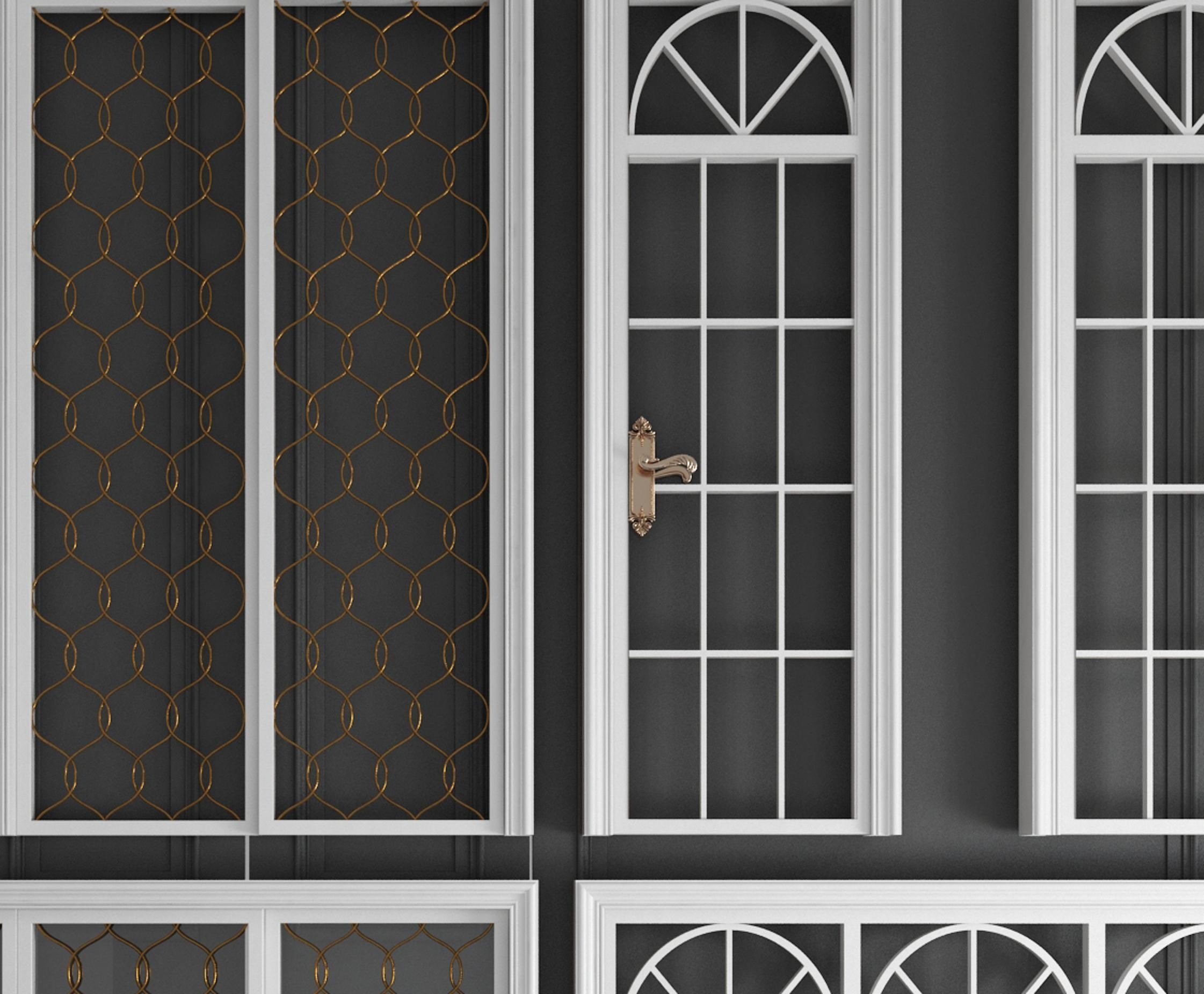 style Sliding door glass combination 3D model_5