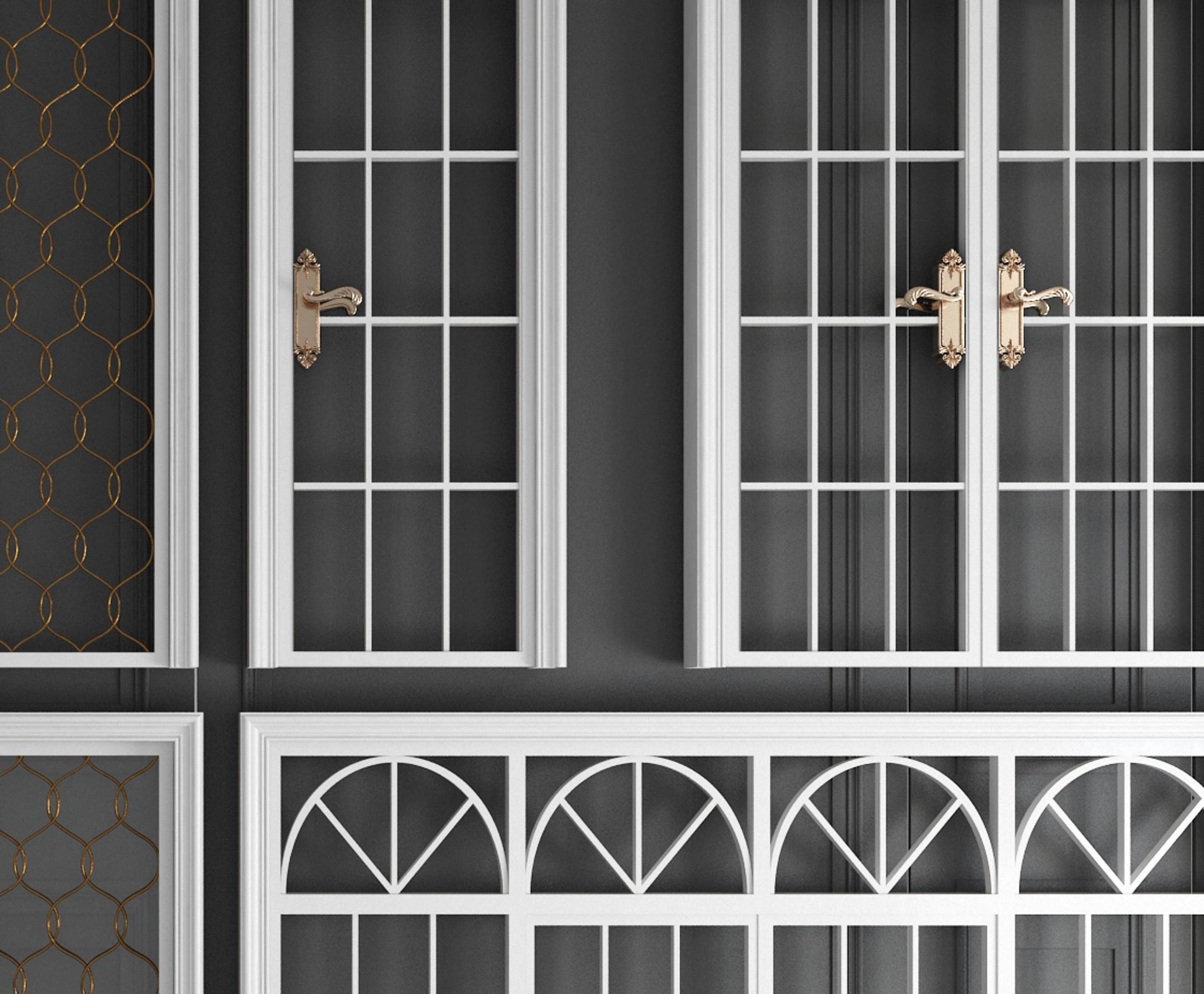 style Sliding door glass combination 3D model_1