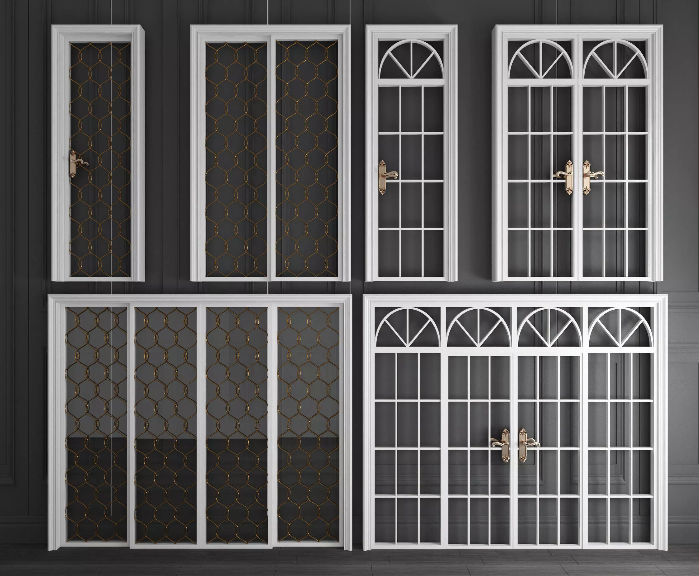 style Sliding door glass combination 3D model_0