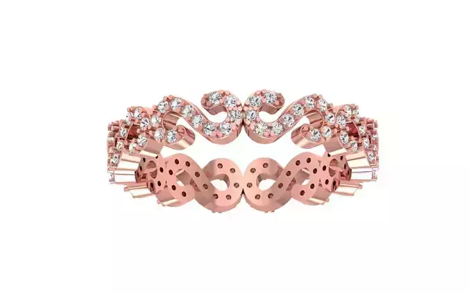 S Shape Round Diamond Wedding Band 3dm STL OBJ FBX Render Detail