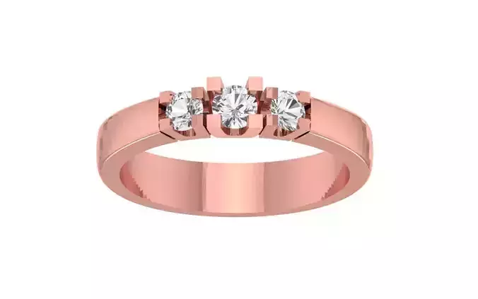 Three Stone Round Cut Wedding Band 3dm STL OBJ FBX Render Detail