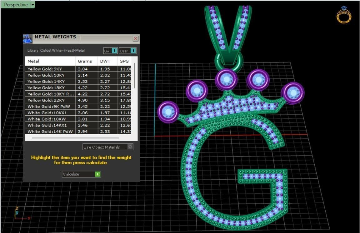 G letter pendant 3D print model_5