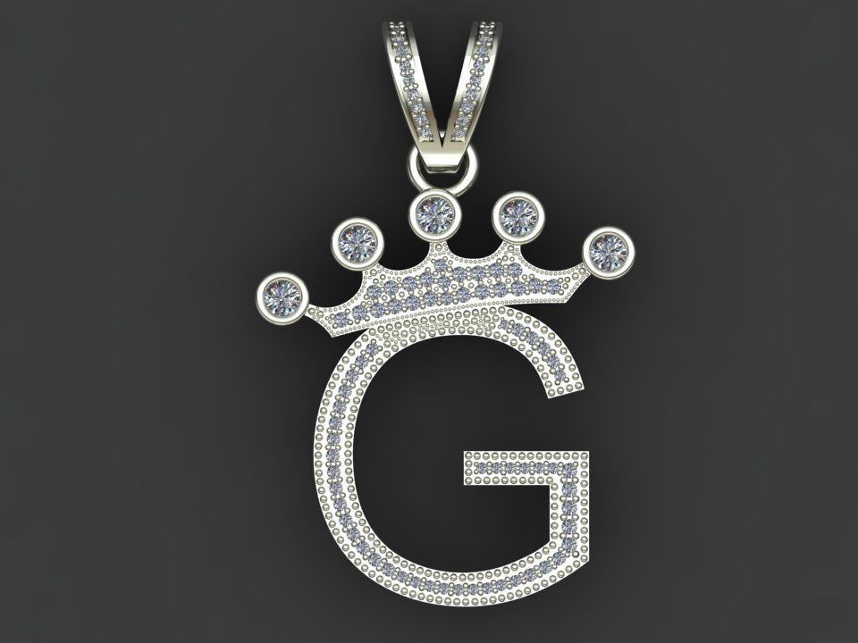 G letter pendant 3D print model_15