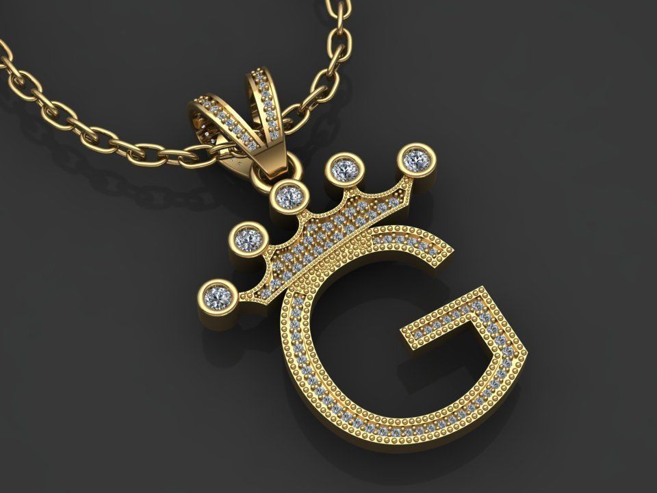 G letter pendant 3D print model_1