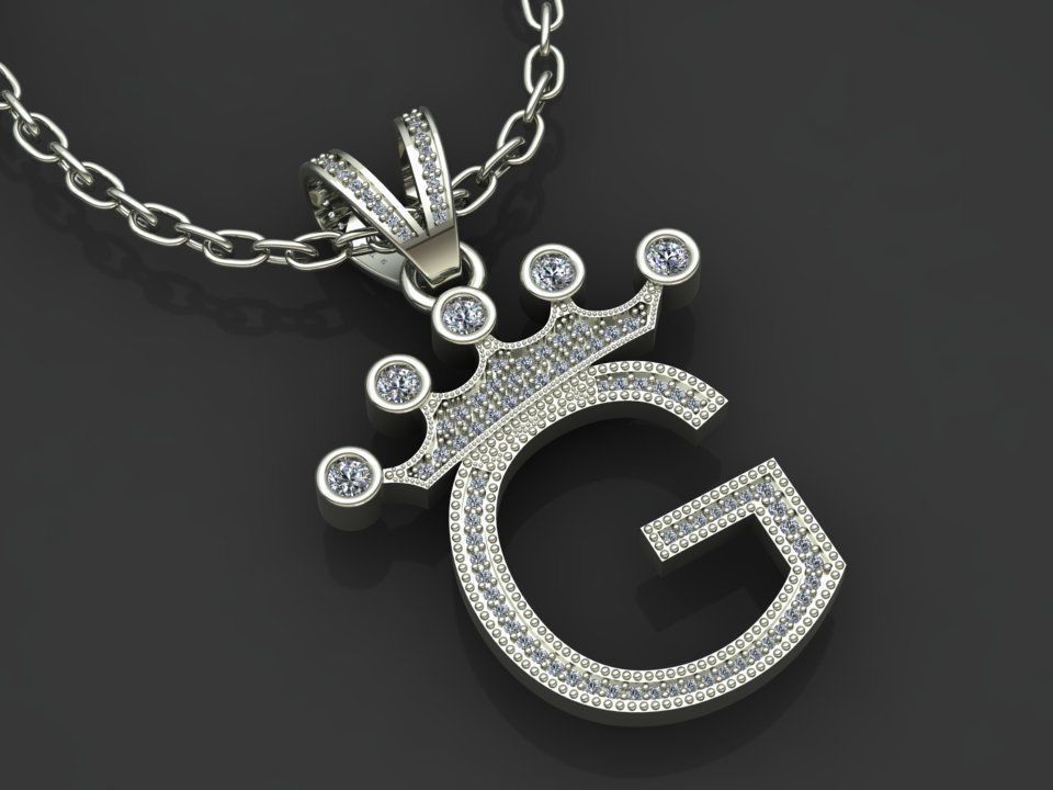 G letter pendant 3D print model_2