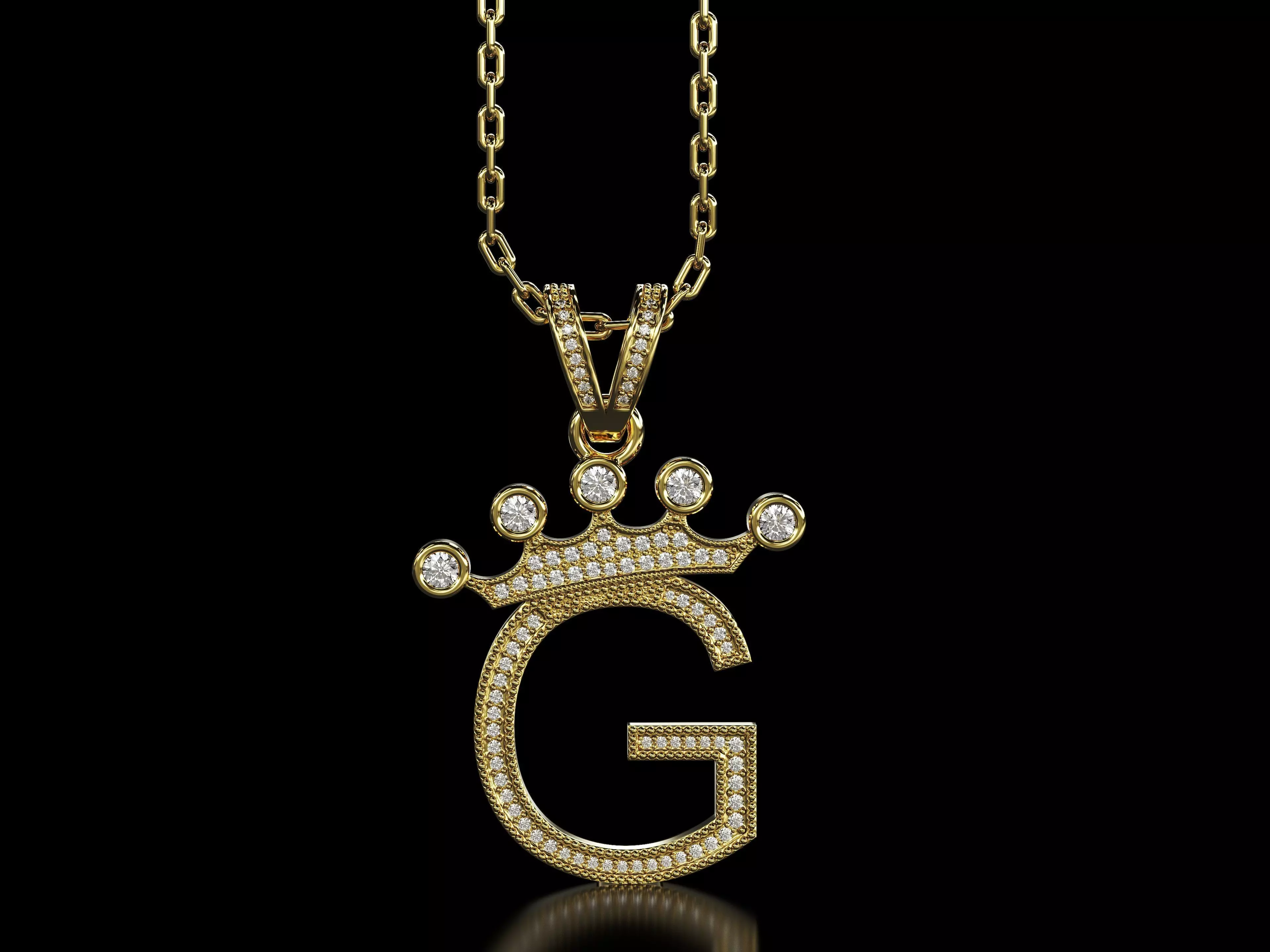 G letter pendant 3D print model_0