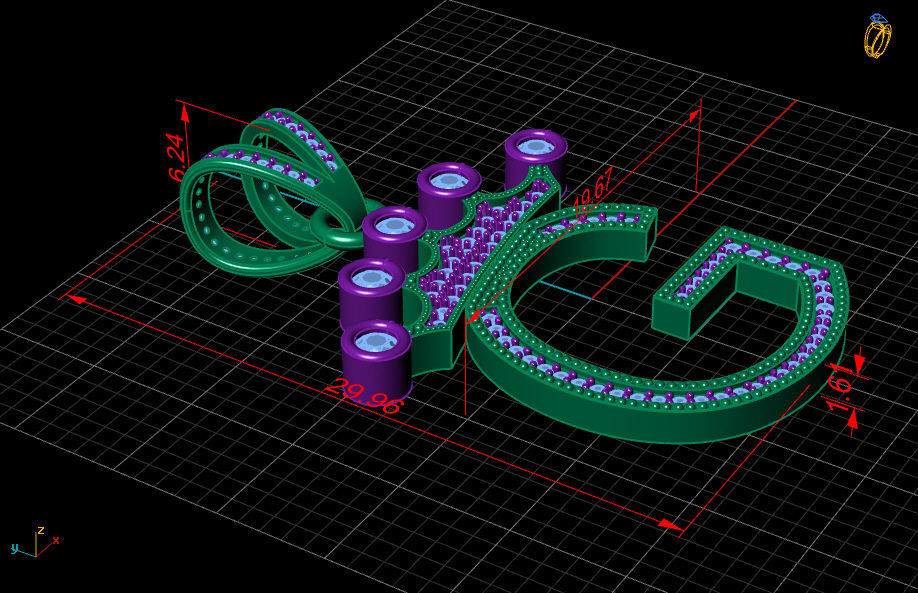 G letter pendant 3D print model_6