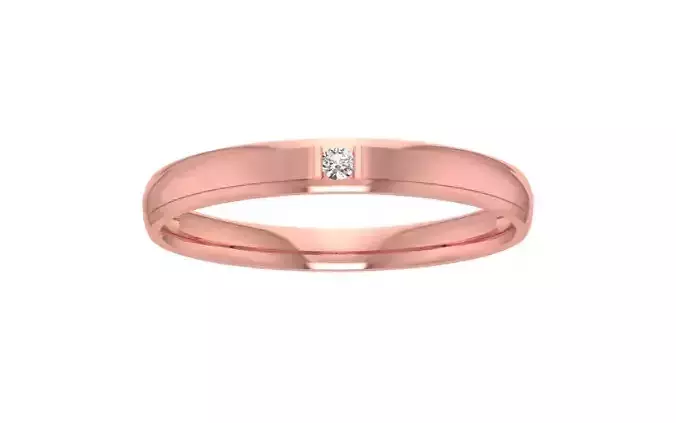 Solitaire Round Cut Diamond Wedding Band 3dm STL OBJ FBX Render 