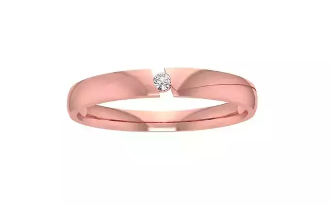 Round Diamond Solitaire Women Wedding Band 3dm STL OBJ FBX 