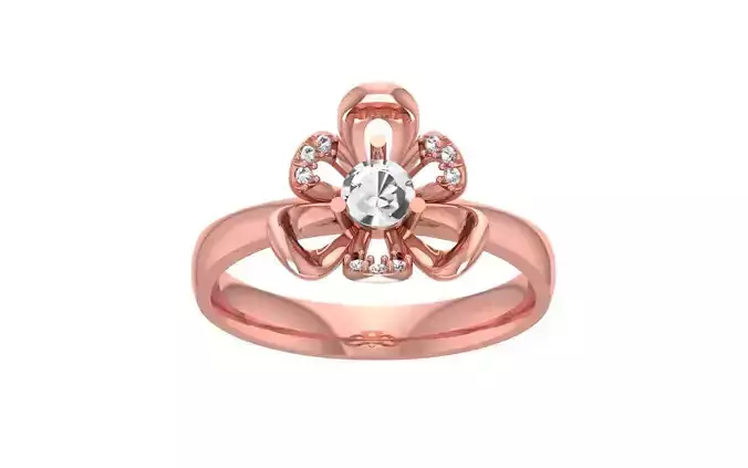 Flower Design Round Diamond Women Wedding Band Ring 3dm STL OBJ 