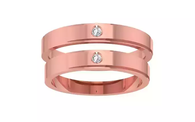 Round Diamond Matching Couple Band 3dm STL OBJ FBX Render Detail