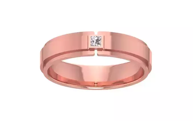 Bezel Set Princess Diamond Solitaire Wedding Band 3dm STL OBJ 