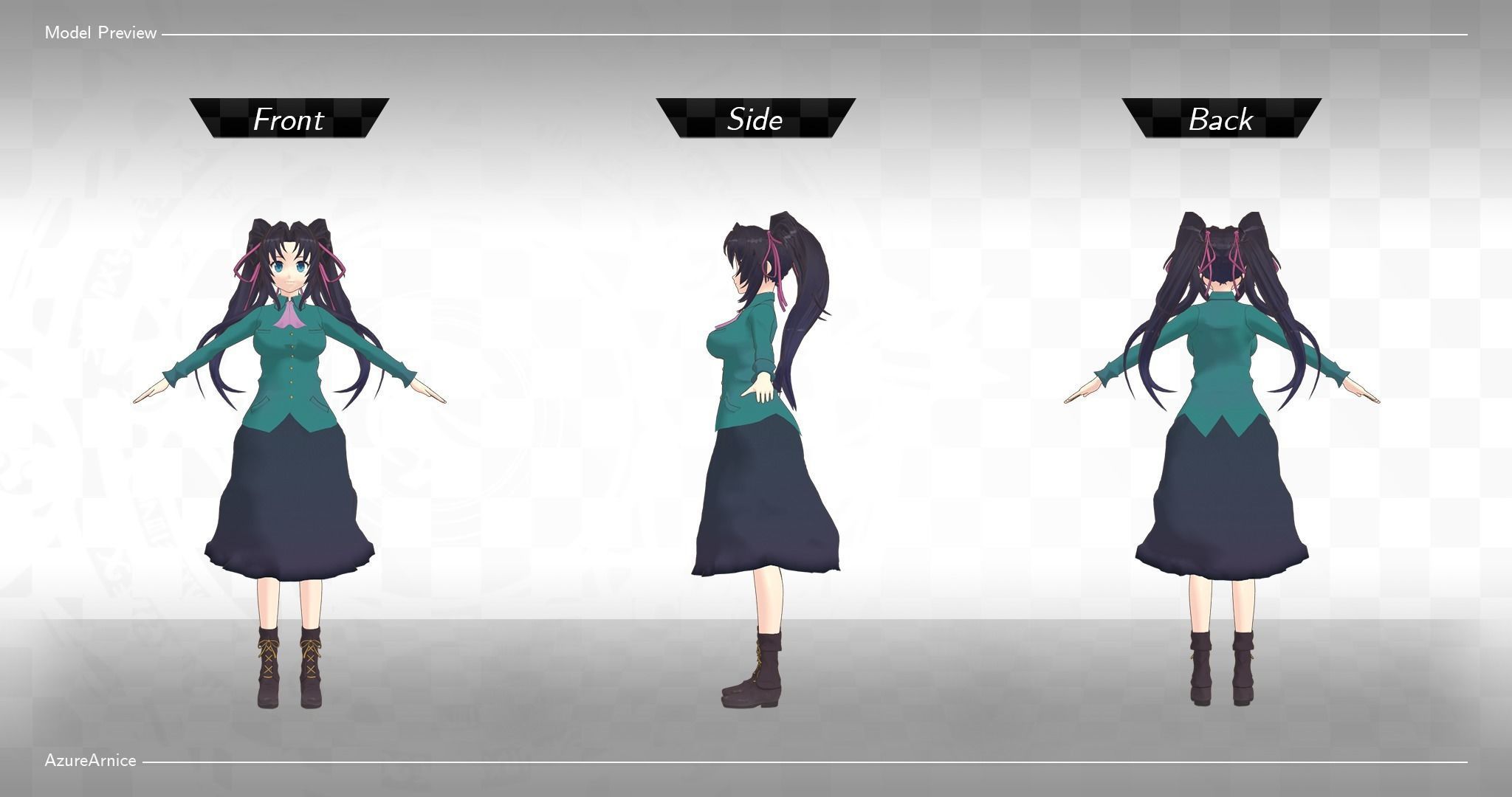 Highschool DxD - Serafall Leviathan MMD Model DELUXE Low-poly 3D model_7