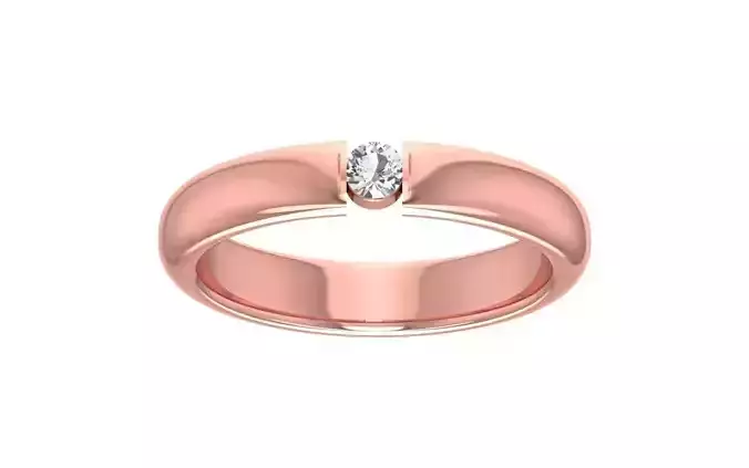 Dome Shape Round Solitaire Wedding Band 3dm STL OBJ FBX Render 