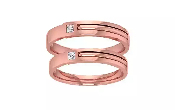 Princess Cut Matching Couple Band 3dm STL OBJ FBX Render Details