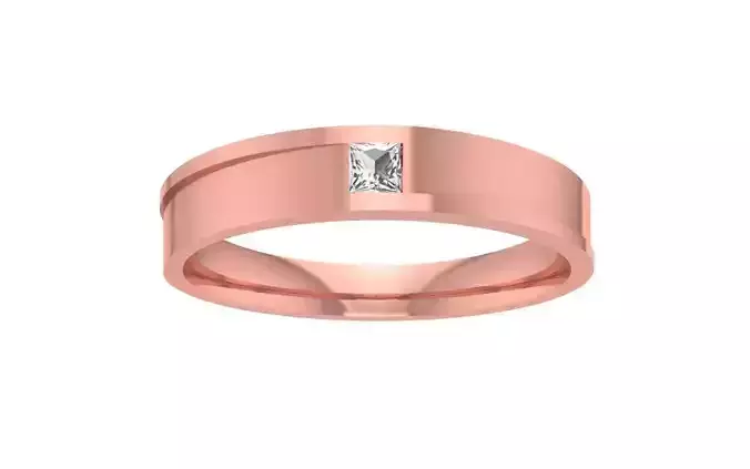 Solitaire Princess Cut Diamond Wedding Band 3dm STL OBJ FBX 