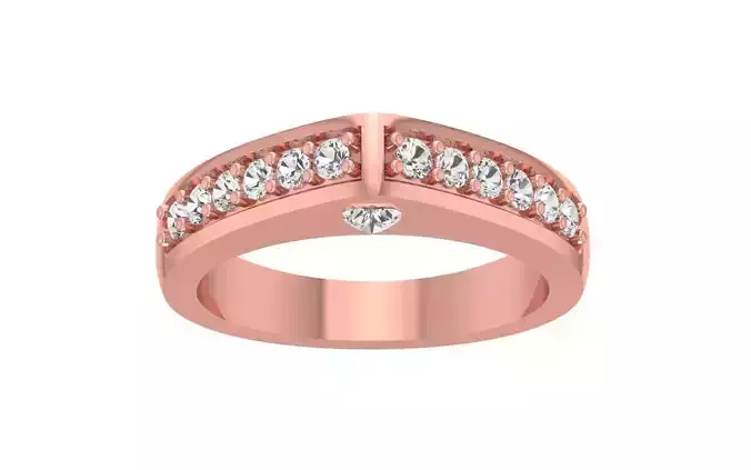 Round And Heart Cut Diamond Wedding Band 3dm STL OBJ FBX 