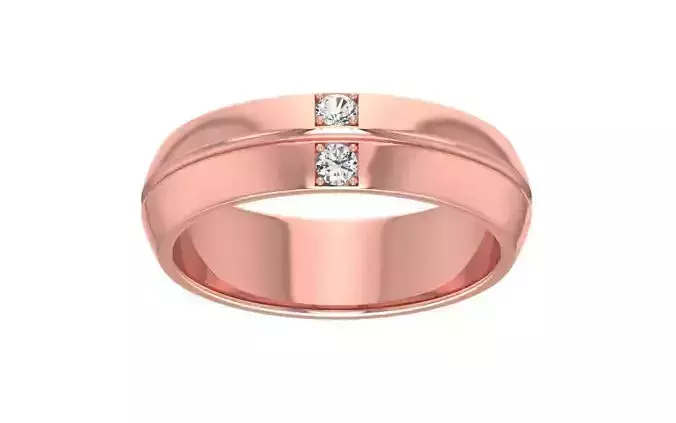 Knife Edge Two Stone Round Cut Wedding Band 3dm STL OBJ FBX